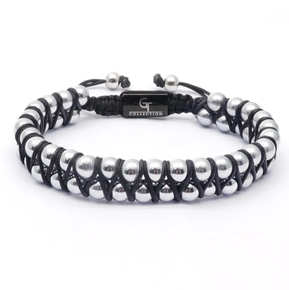 Men's HEMATITE Double Bead Bracelet - One Size Fits All