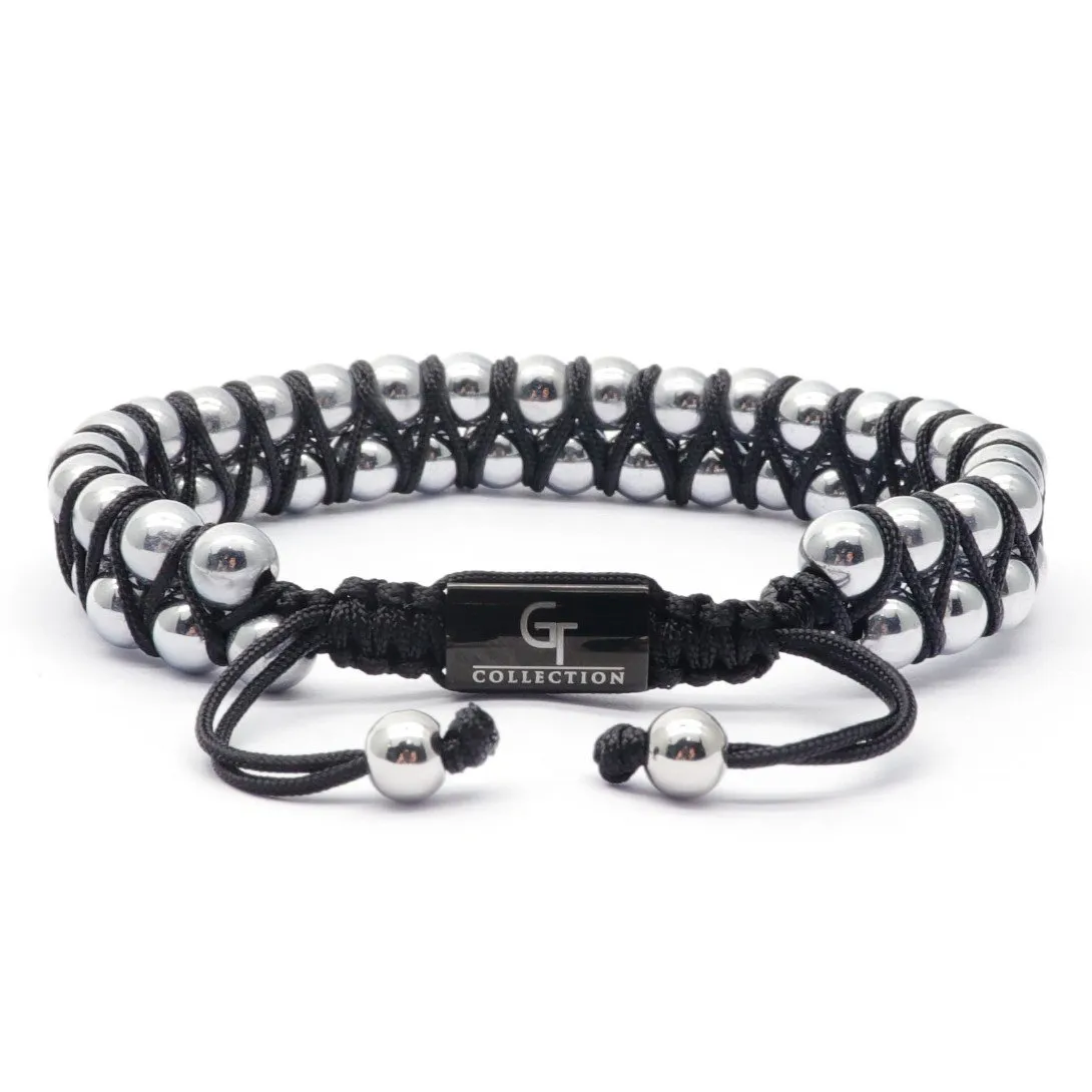 Men's HEMATITE Double Bead Bracelet - One Size Fits All