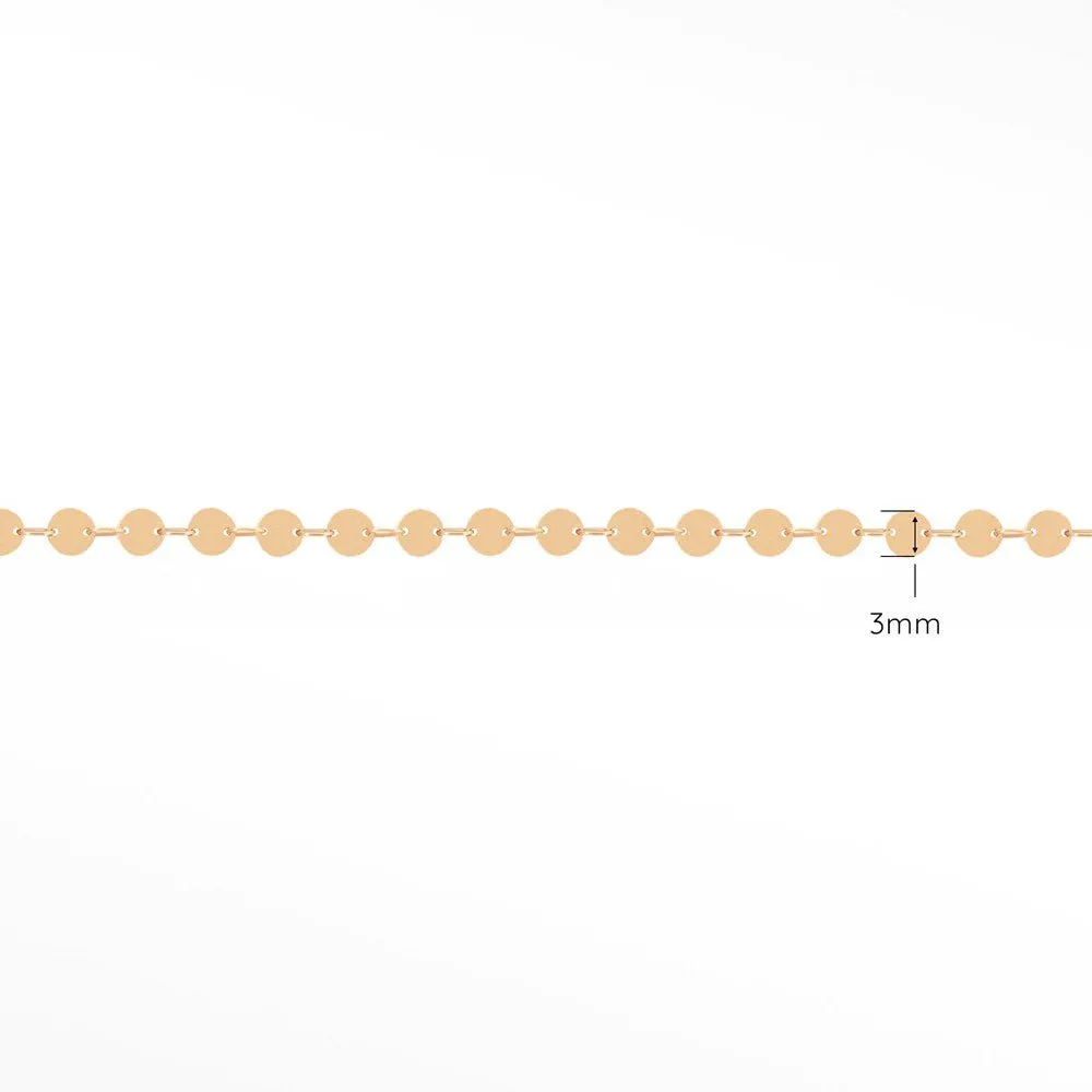 Mirror Round 3mm 14k Rose Gold Chain Designer Line for Permanent Jewelry Sold by the inch