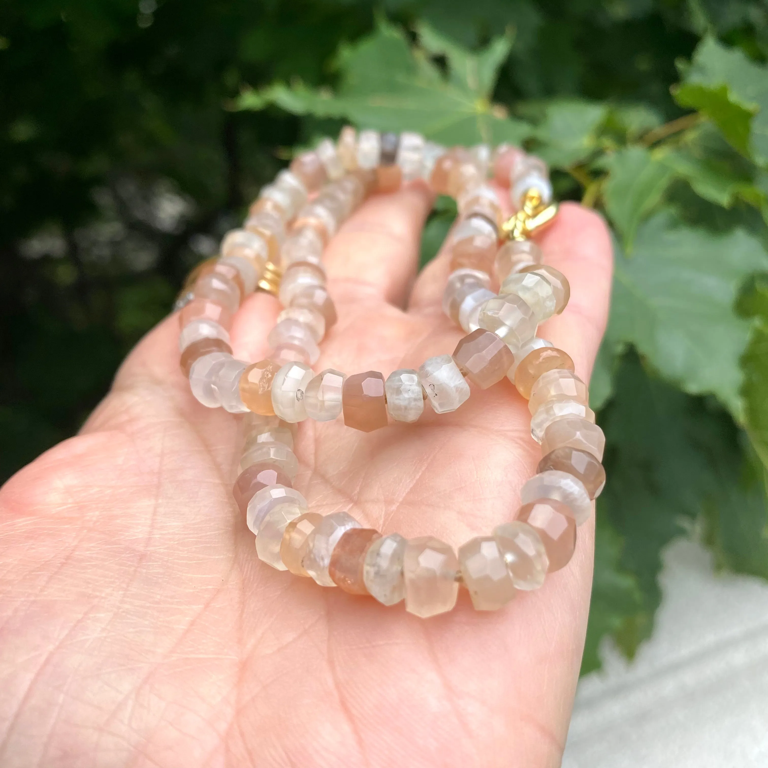 Mixed Moonstone Candy Necklace, 20in, Gold Vermeil, June Birthstone