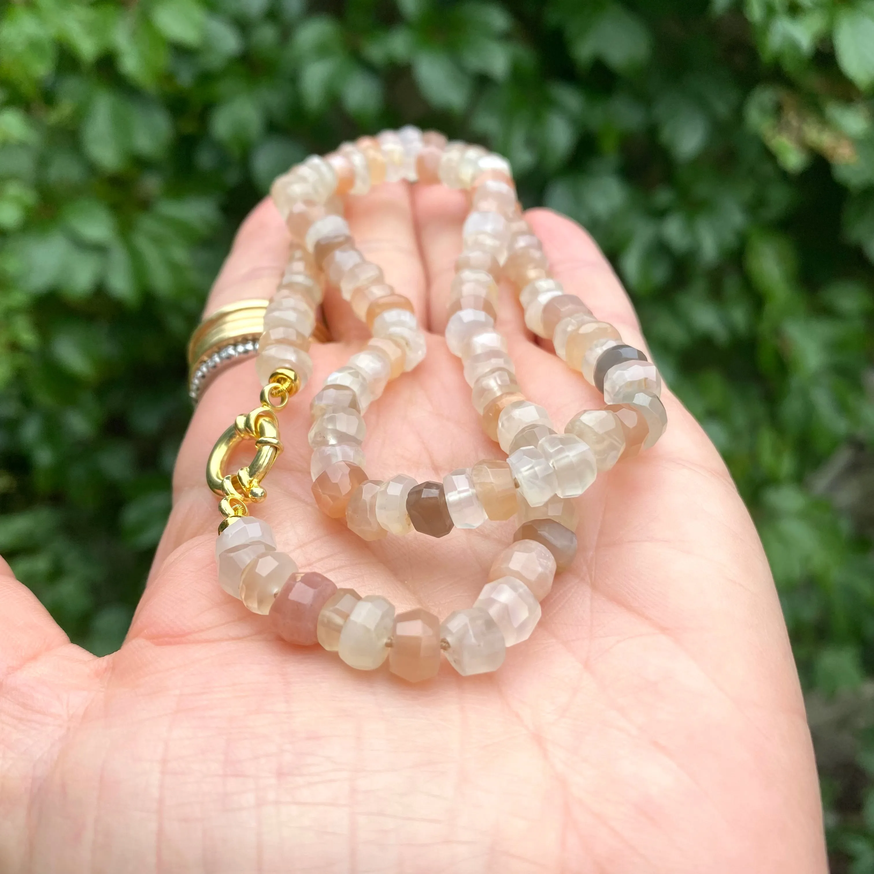 Mixed Moonstone Candy Necklace, 20in, Gold Vermeil, June Birthstone