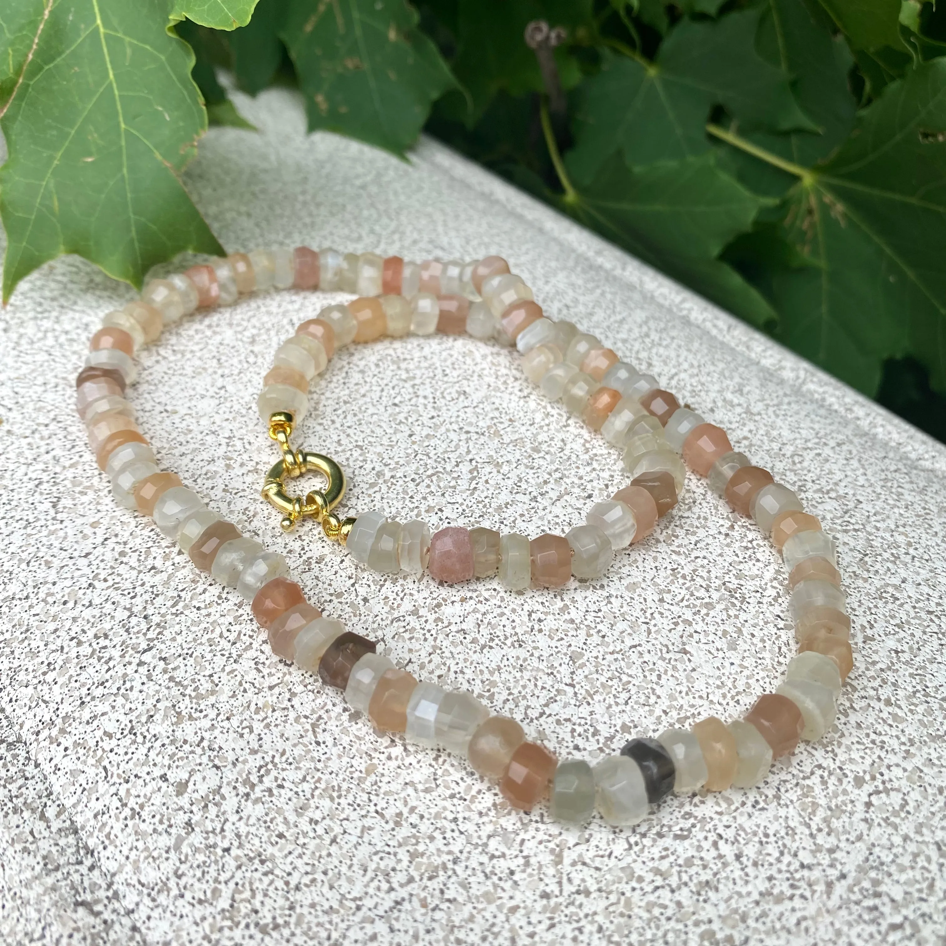 Mixed Moonstone Candy Necklace, 20in, Gold Vermeil, June Birthstone
