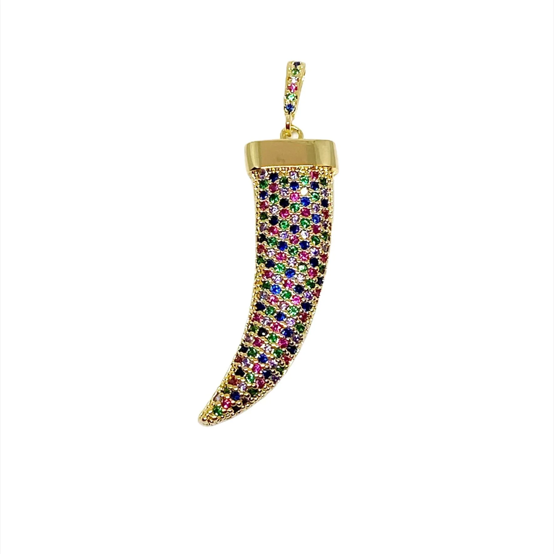 Multicolor Cubic Zirconia Tusk Pendant Made of 18k Gold Filled