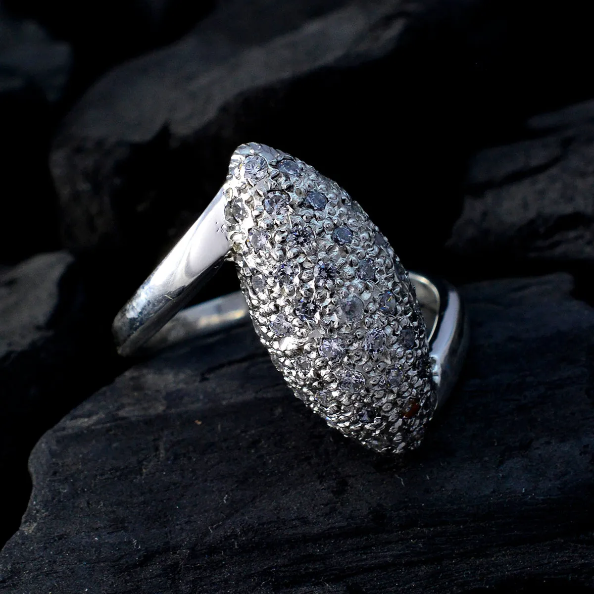 Nice Gemstones Cubic Zirconia Solid Silver Ring Anniversary Day