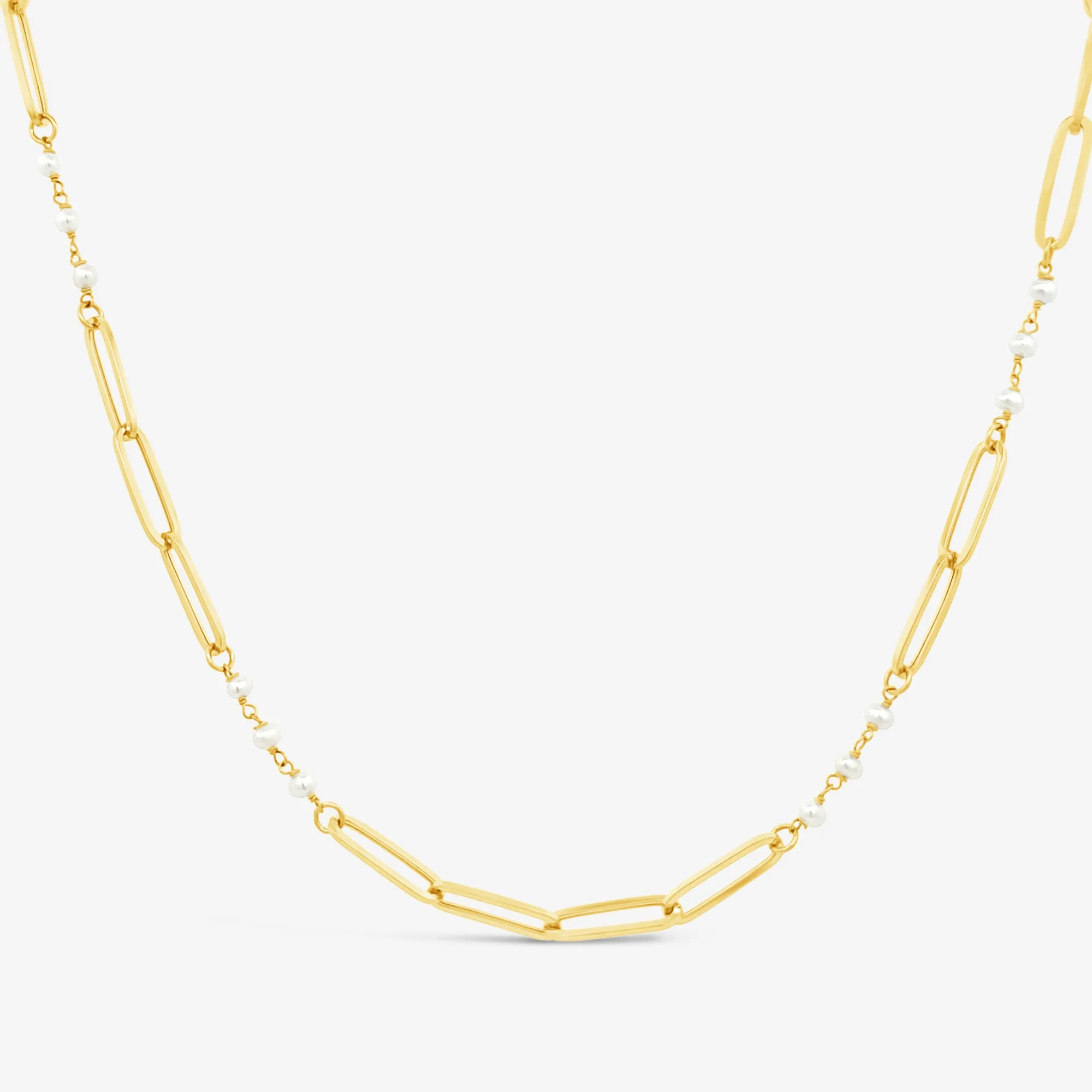 Pearl & Paperclip Necklace