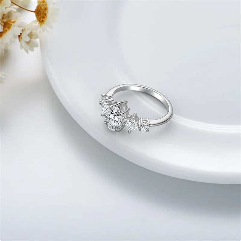 Personalized Moissanite Rings for Women Sterling Silver  Engagement Ring, Promise Ring for Fiancee Girlfriend Wife Jewelry Gift for Wedding Engagement