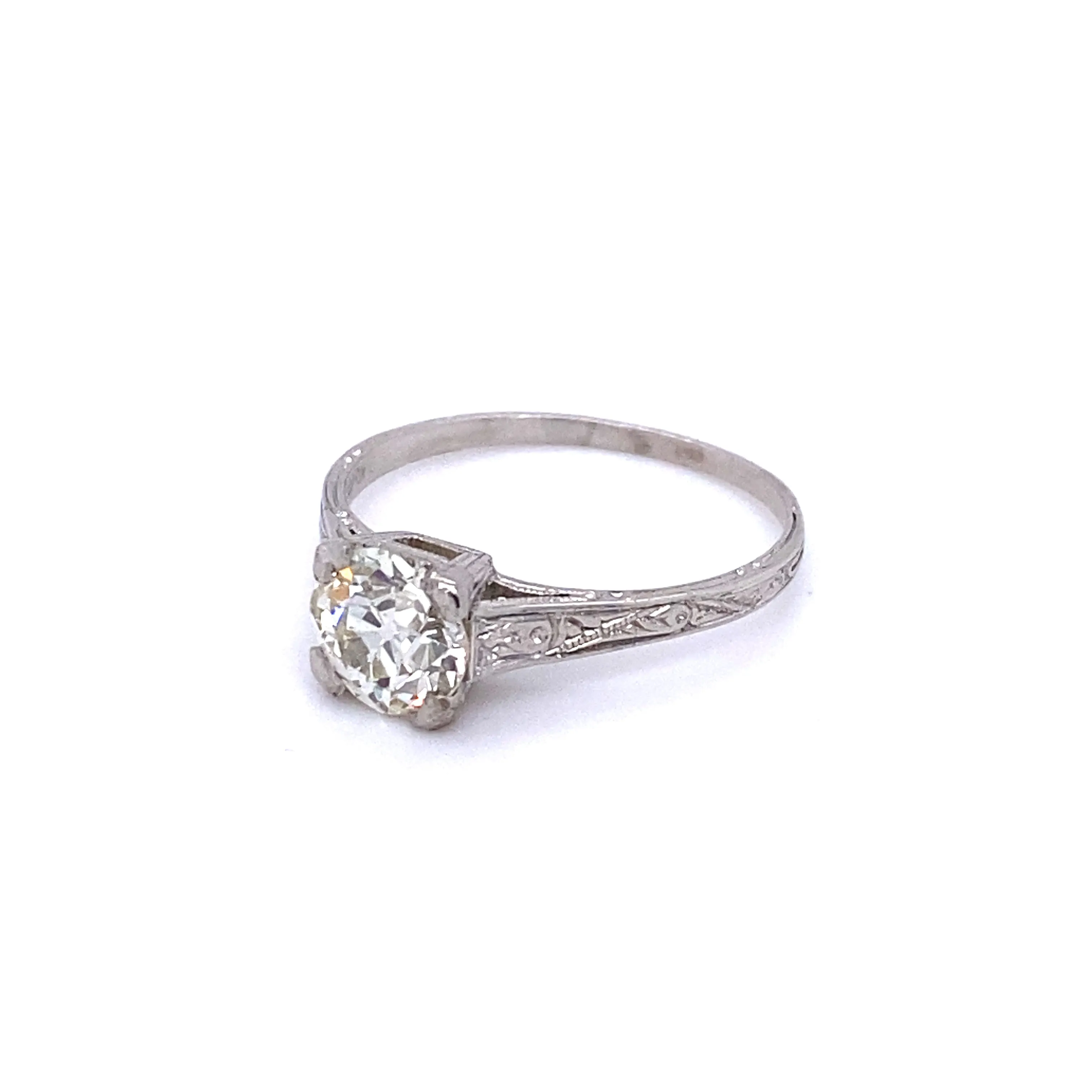 Platinum Art Deco VS2 J Old European Diamond Ring