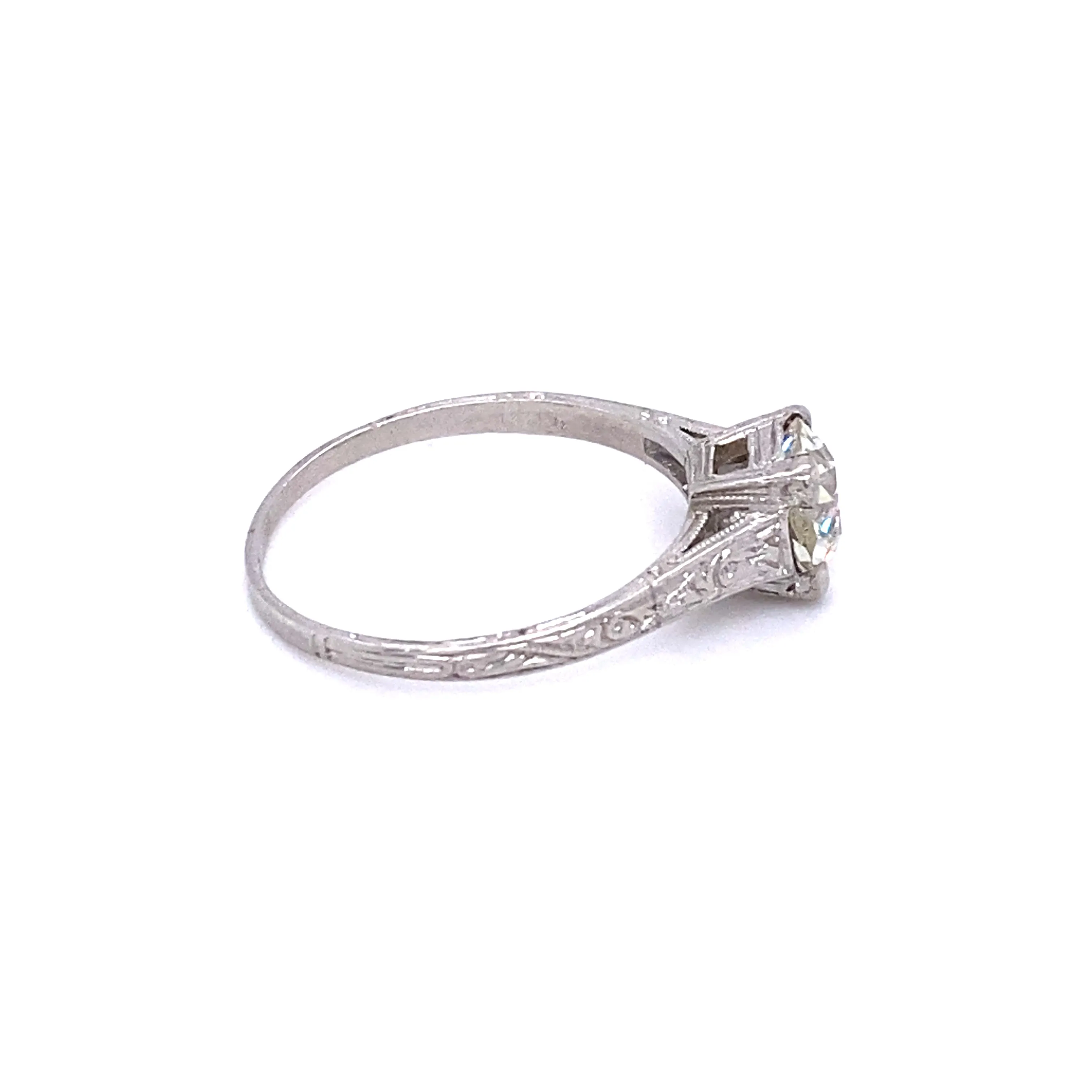 Platinum Art Deco VS2 J Old European Diamond Ring