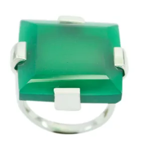 Presentable Gemstone Green Onyx 925 Silver Ring Jewelry Collection