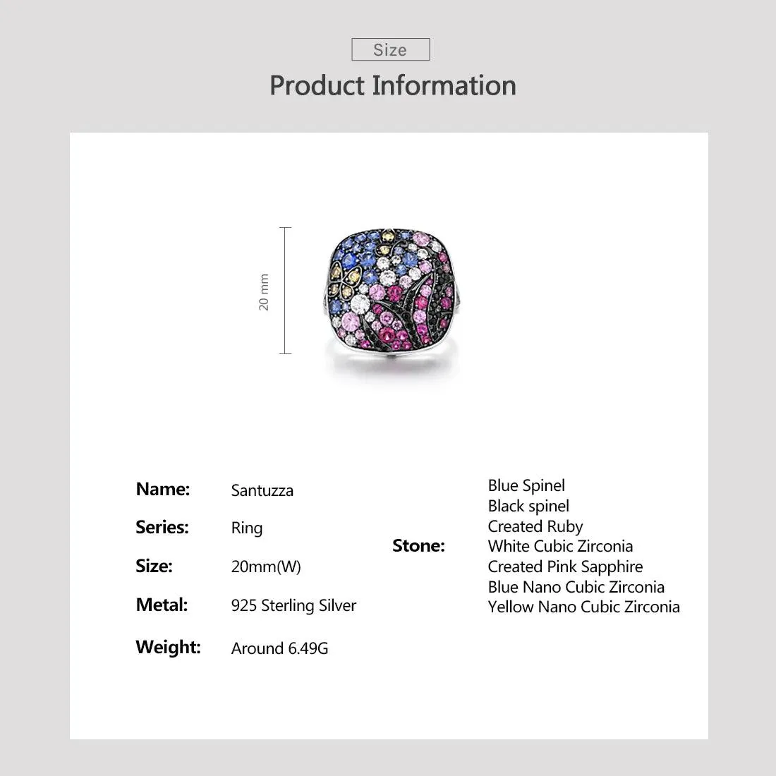 Pure 925 Sterling Silver Classical Square Finger Ring Charm Jewelry (FV1259)
