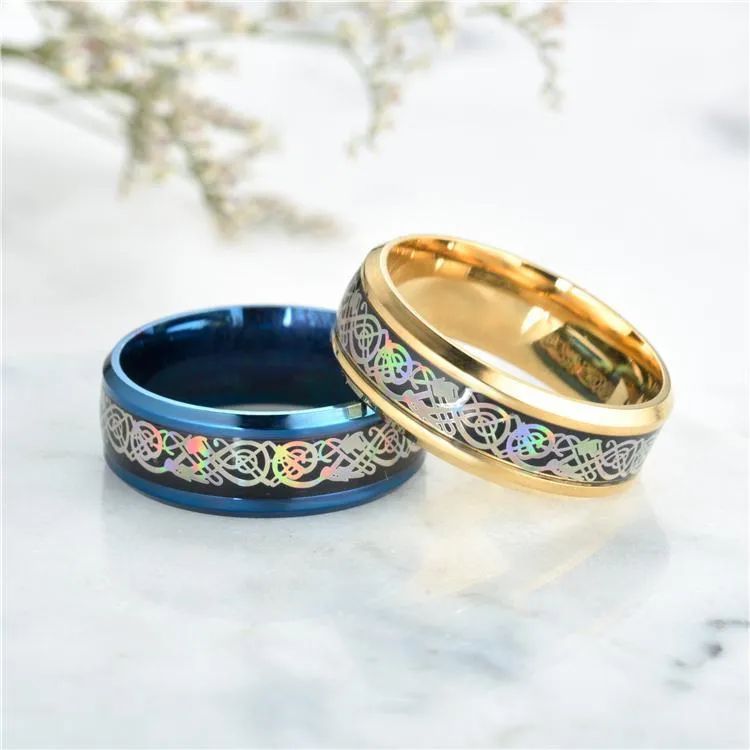 Rainbow Celtic Dragon Rings