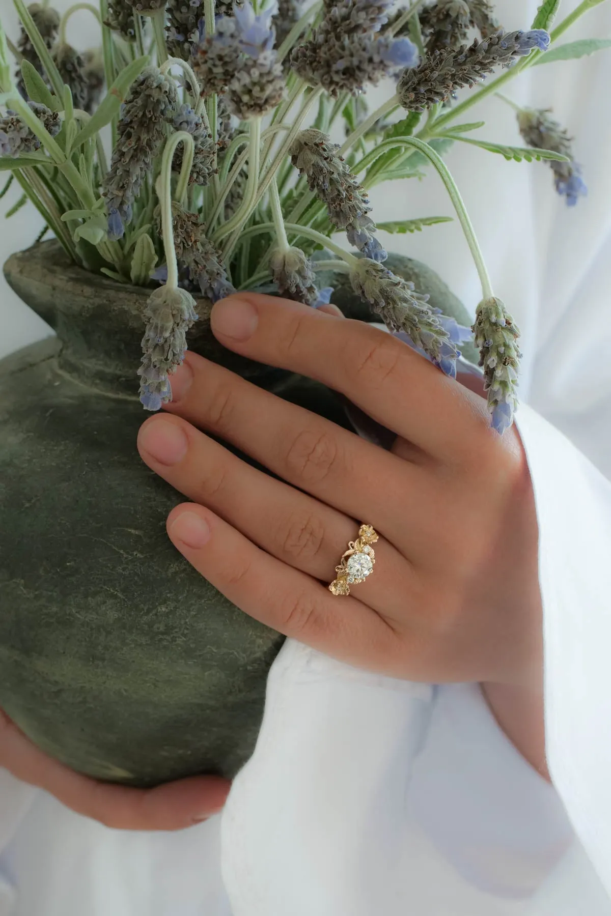 Rose gold moissanite ring for engagement / Adelina