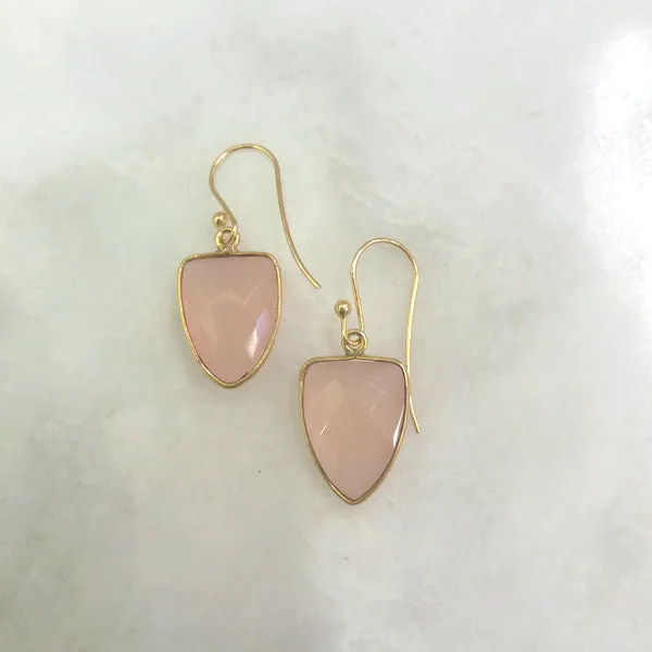 Rose Quartz Single Drop Hook Earrings