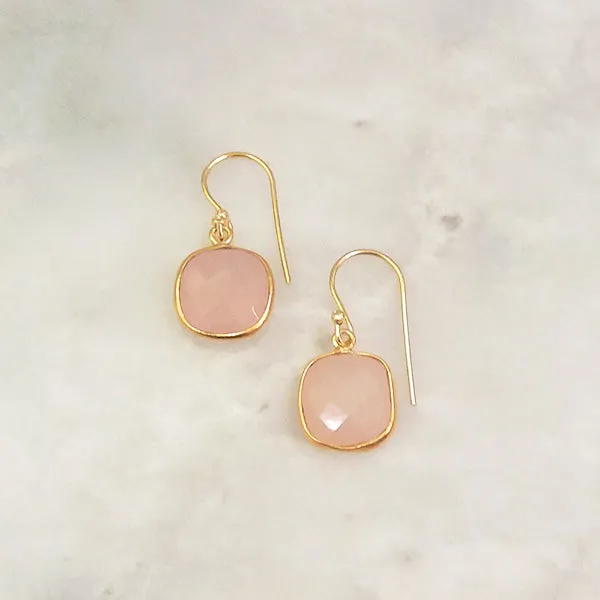 Rose Quartz Single Drop Hook Earrings