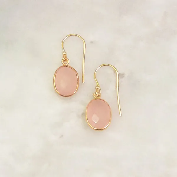 Rose Quartz Single Drop Hook Earrings
