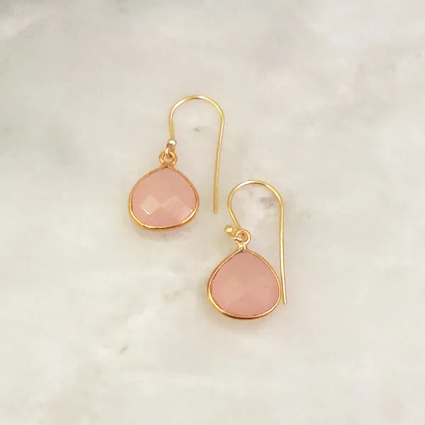 Rose Quartz Single Drop Hook Earrings