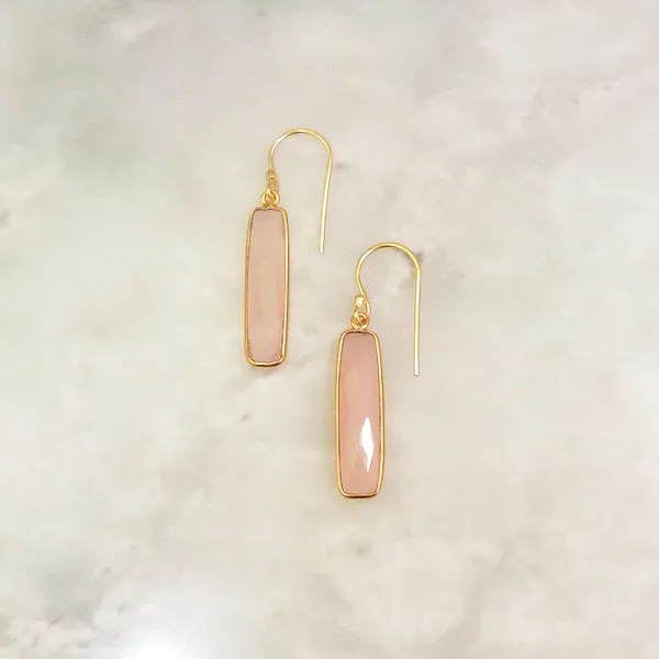 Rose Quartz Single Drop Hook Earrings