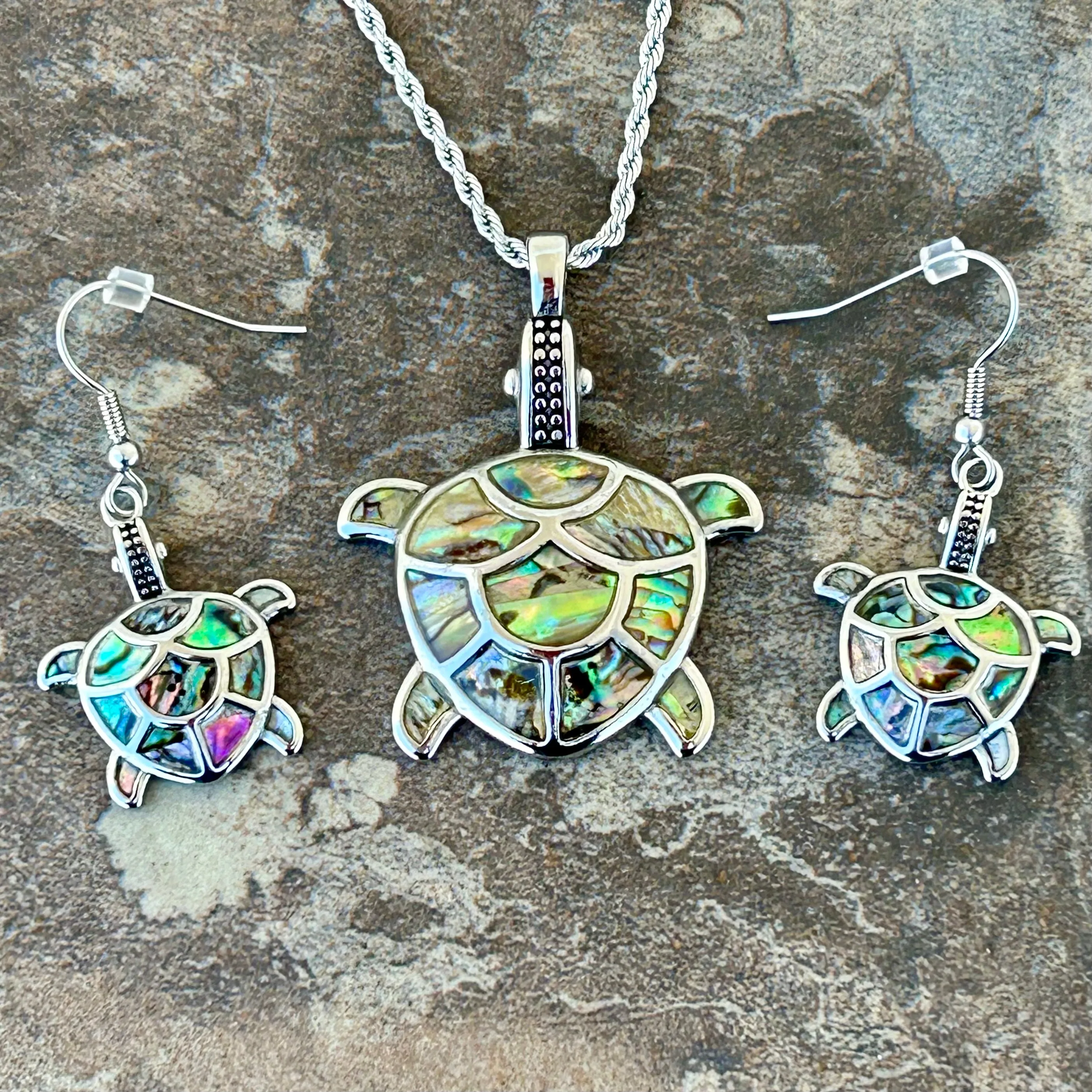 Sea Shell - Turtle - Land Turtle Pendant - Rope Necklace - SK2579
