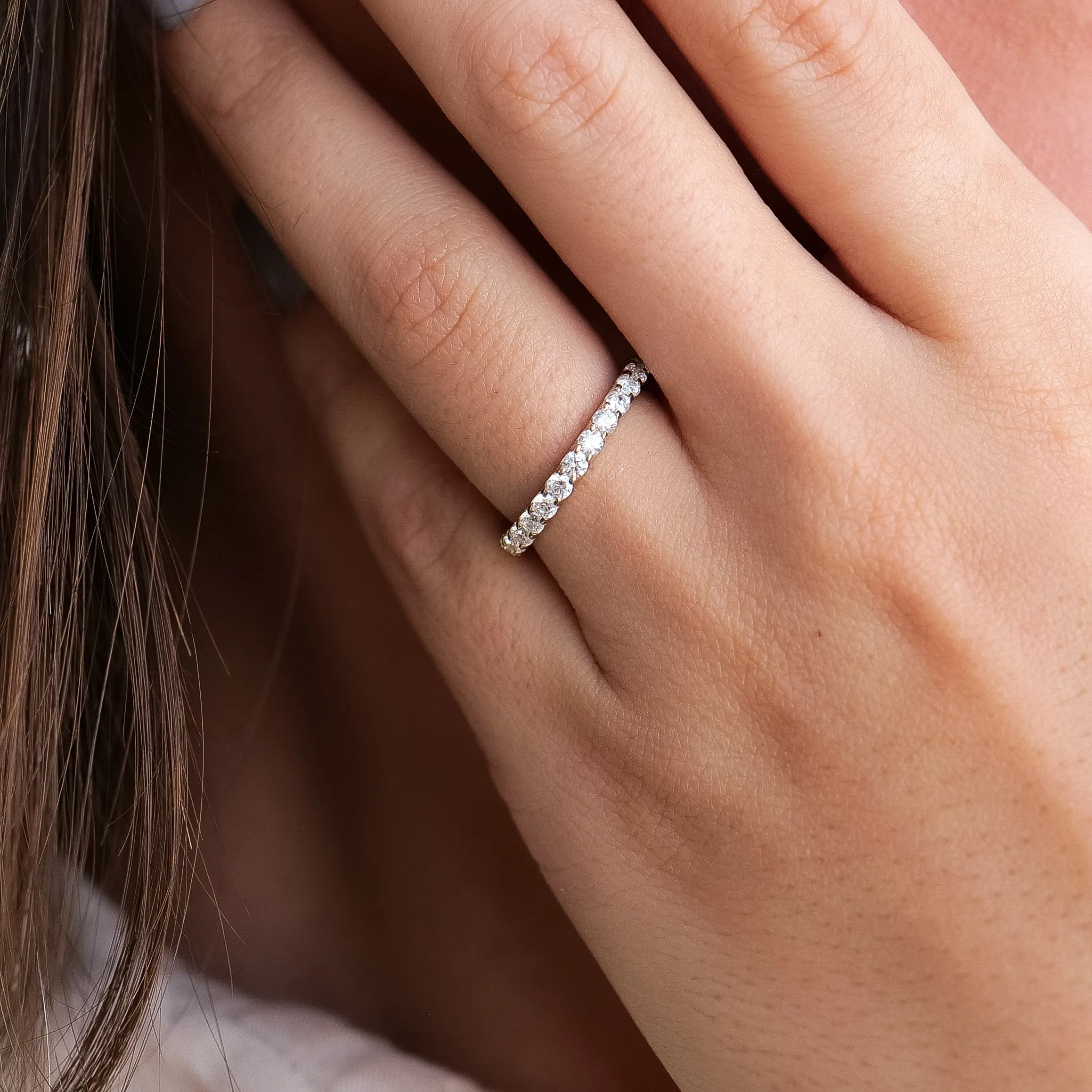 Shared Prong Round Diamond Eternity Wedding Band 2.5