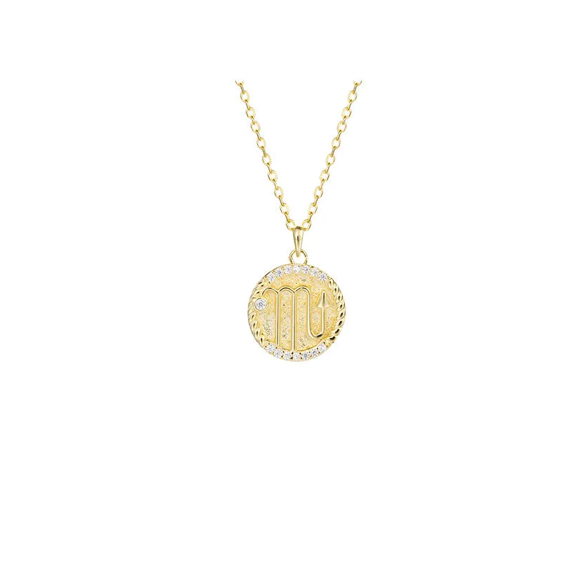 Siciry Zodiac Sign Round Pendant Necklace