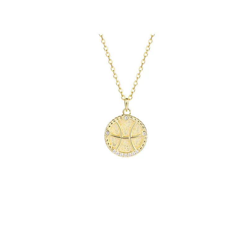 Siciry Zodiac Sign Round Pendant Necklace