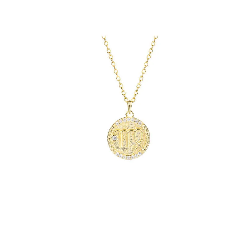 Siciry Zodiac Sign Round Pendant Necklace
