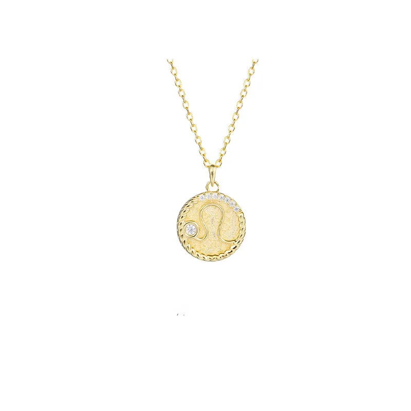 Siciry Zodiac Sign Round Pendant Necklace
