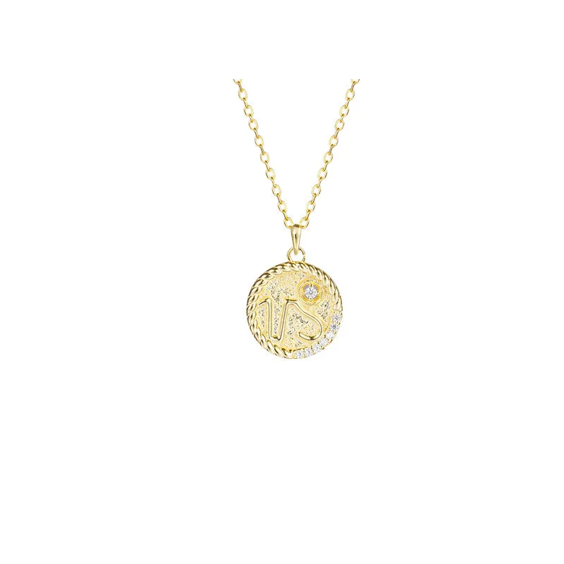 Siciry Zodiac Sign Round Pendant Necklace