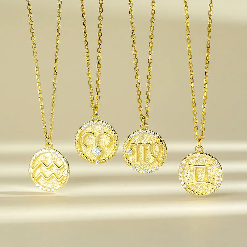 Siciry Zodiac Sign Round Pendant Necklace