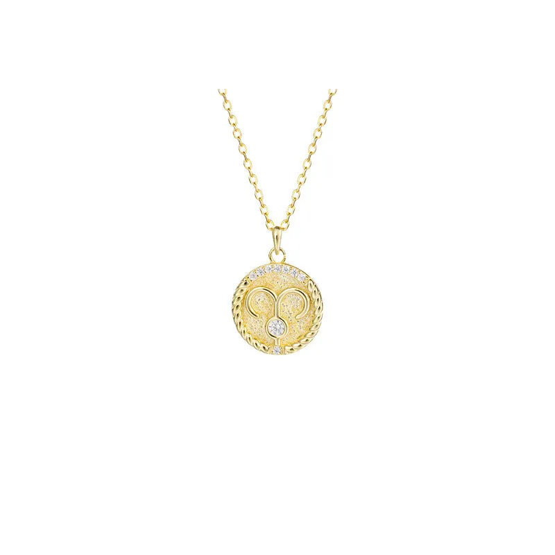 Siciry Zodiac Sign Round Pendant Necklace