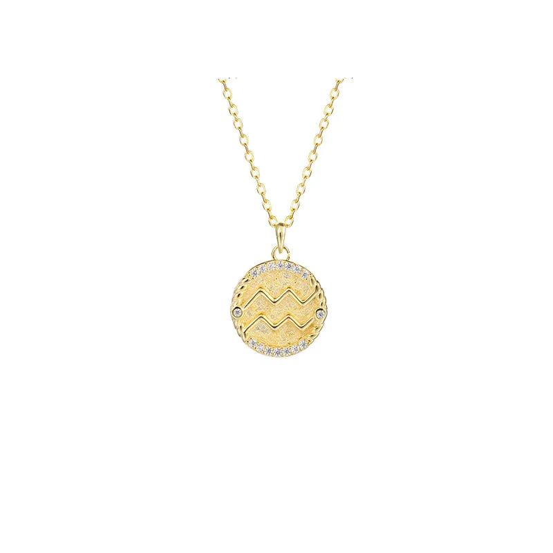 Siciry Zodiac Sign Round Pendant Necklace