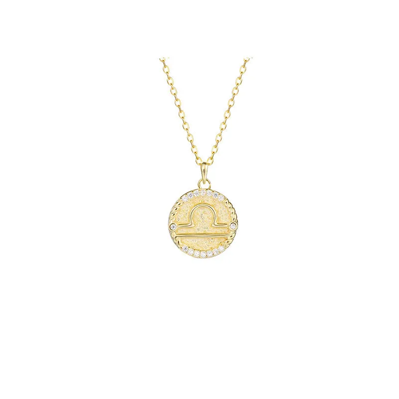 Siciry Zodiac Sign Round Pendant Necklace