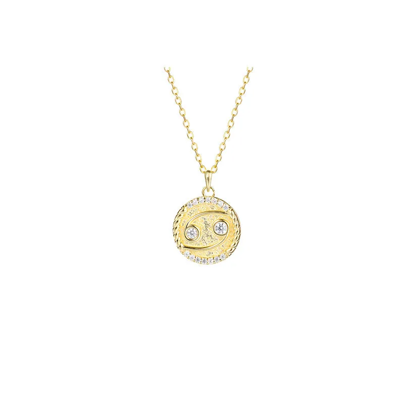Siciry Zodiac Sign Round Pendant Necklace