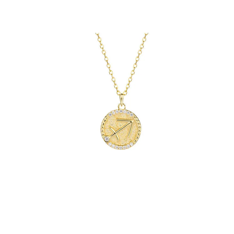 Siciry Zodiac Sign Round Pendant Necklace