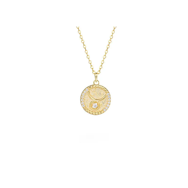 Siciry Zodiac Sign Round Pendant Necklace