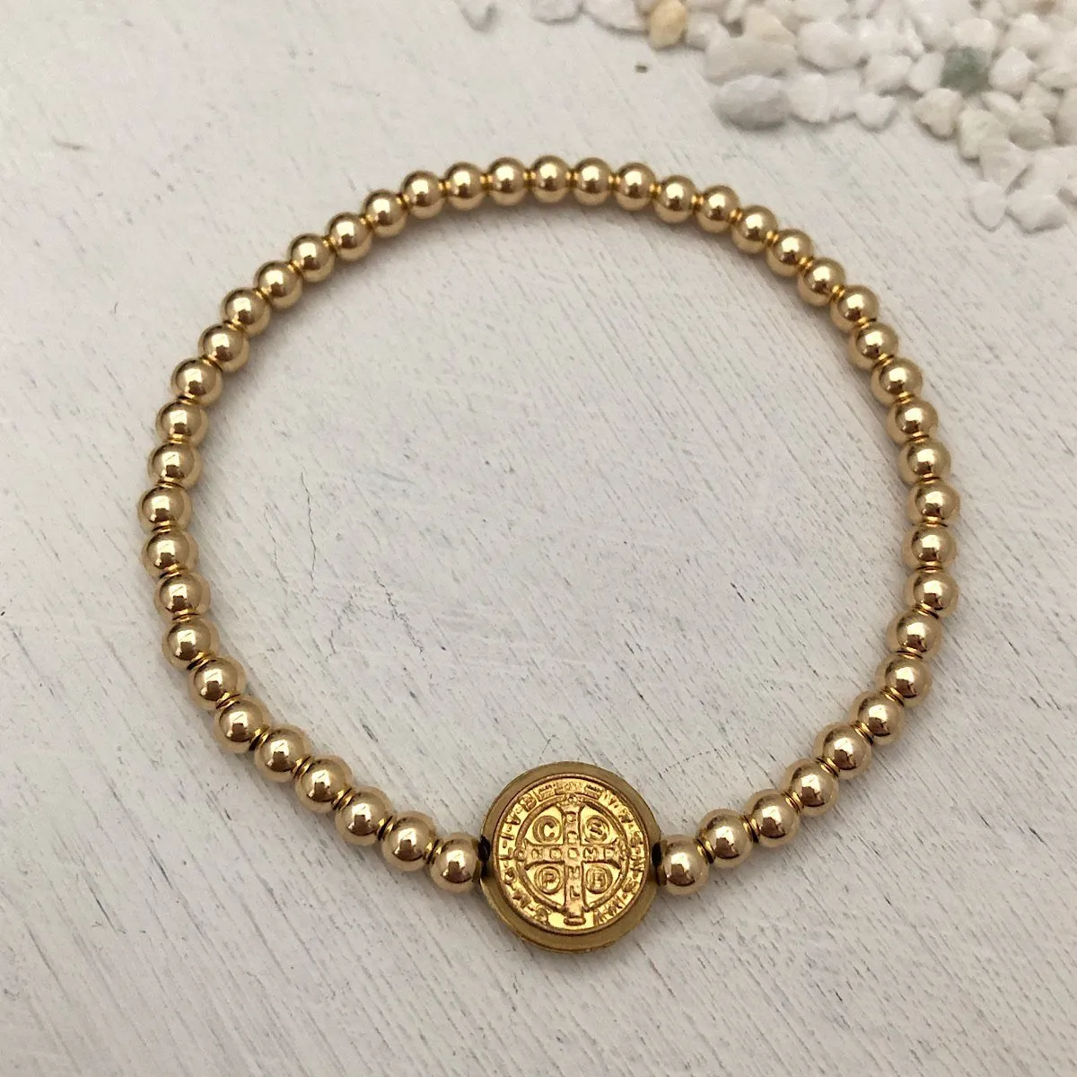 St Benedict Bead Bracelet Gold Fill