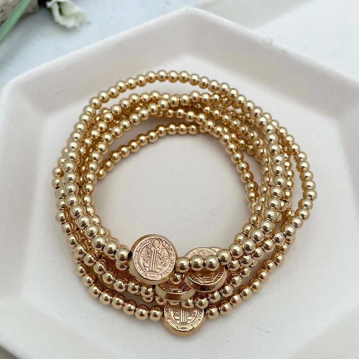 St Benedict Bead Bracelet Gold Fill