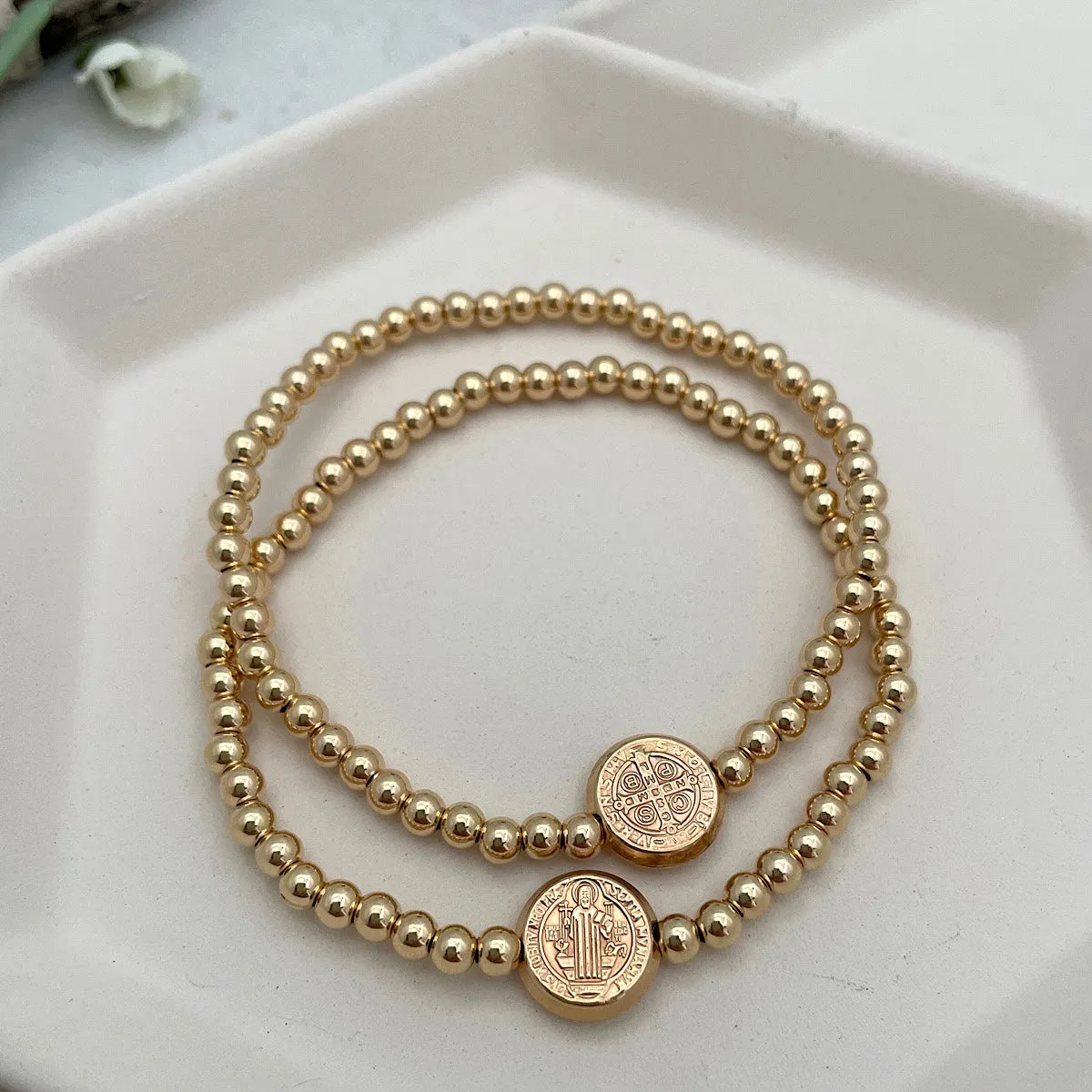 St Benedict Bead Bracelet Gold Fill