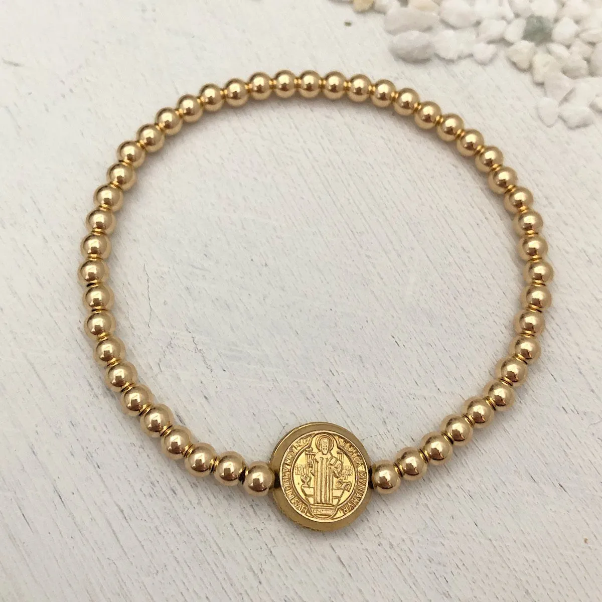 St Benedict Bead Bracelet Gold Fill