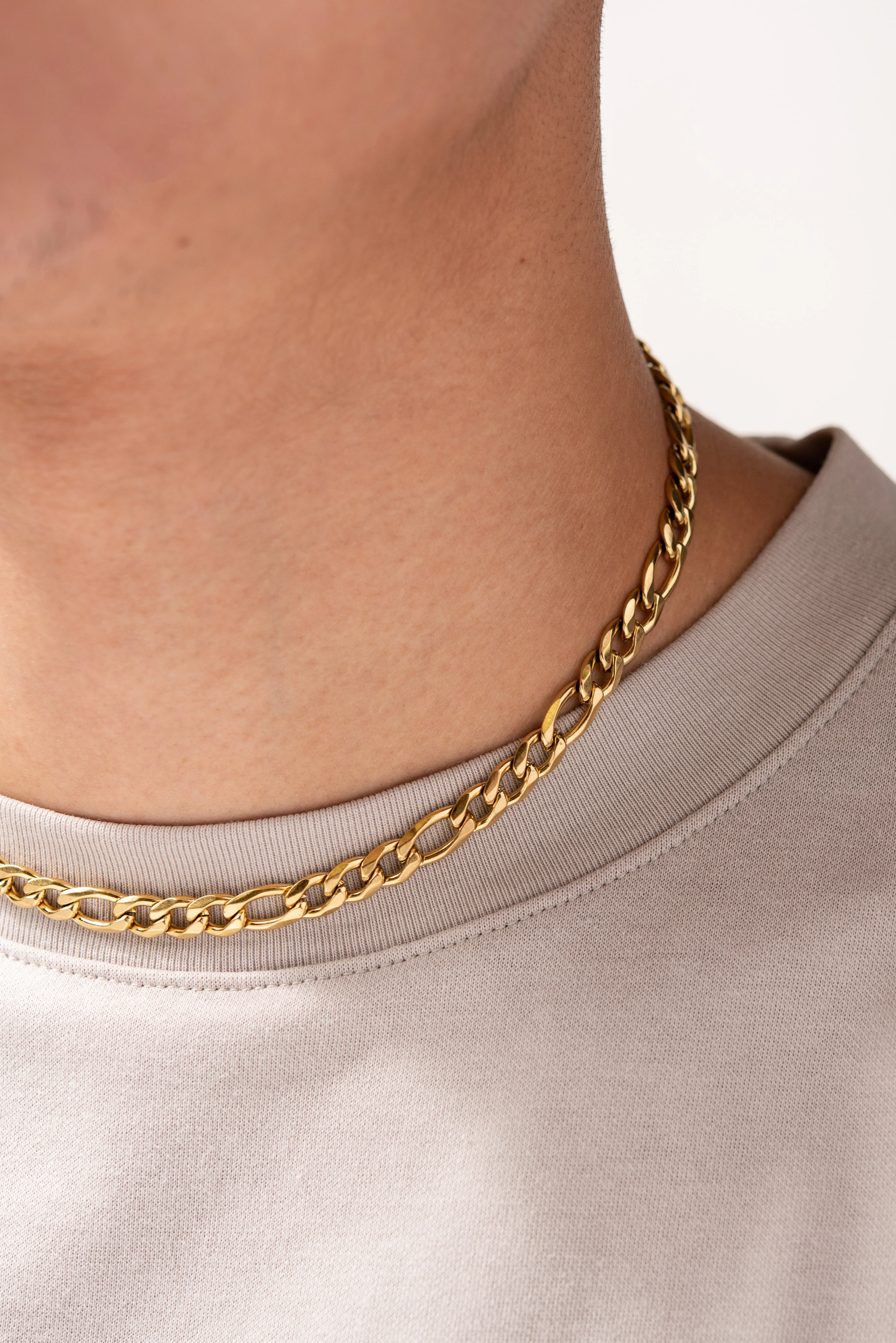 Stainless Steel Figaro Chain Necklace - Gold