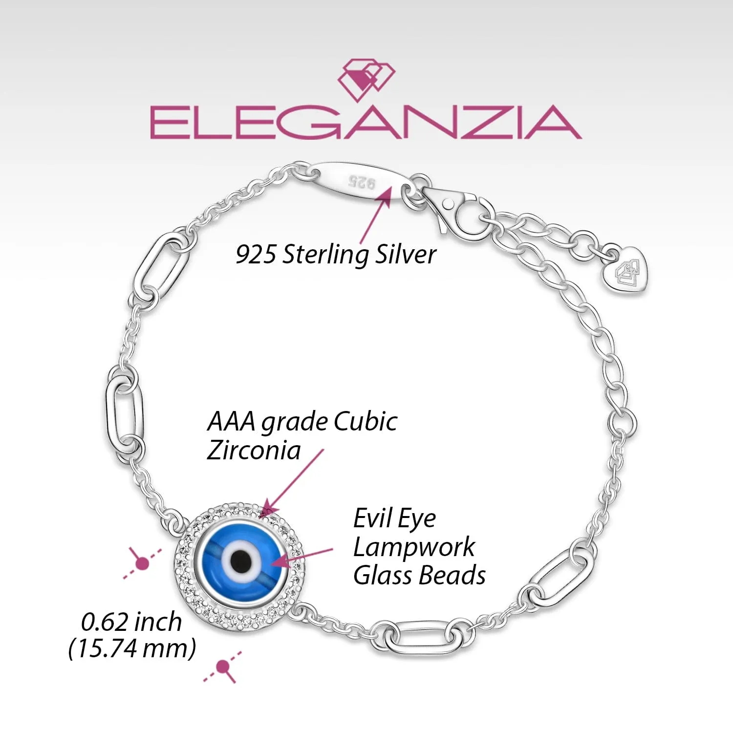 Sterling Silver Evil Eye Bracelet Third Eye Bracelet