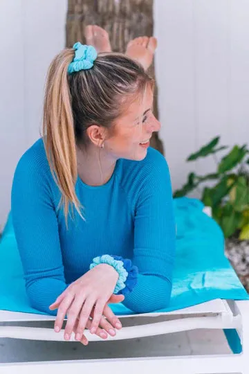 Teleties Terry Cloth Scrunchies - Large Band Pack of 3 - Bora Bora