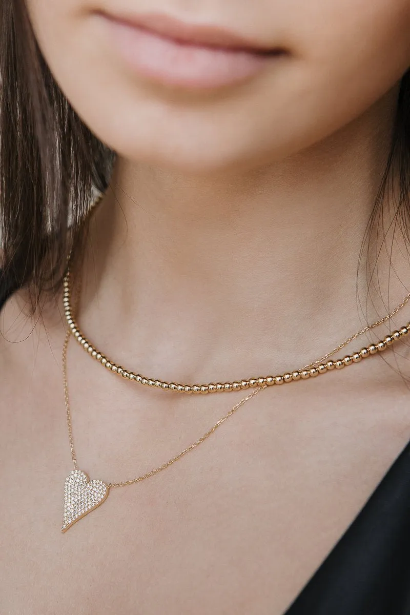 TRENDY PAVE HEART NECKLACE