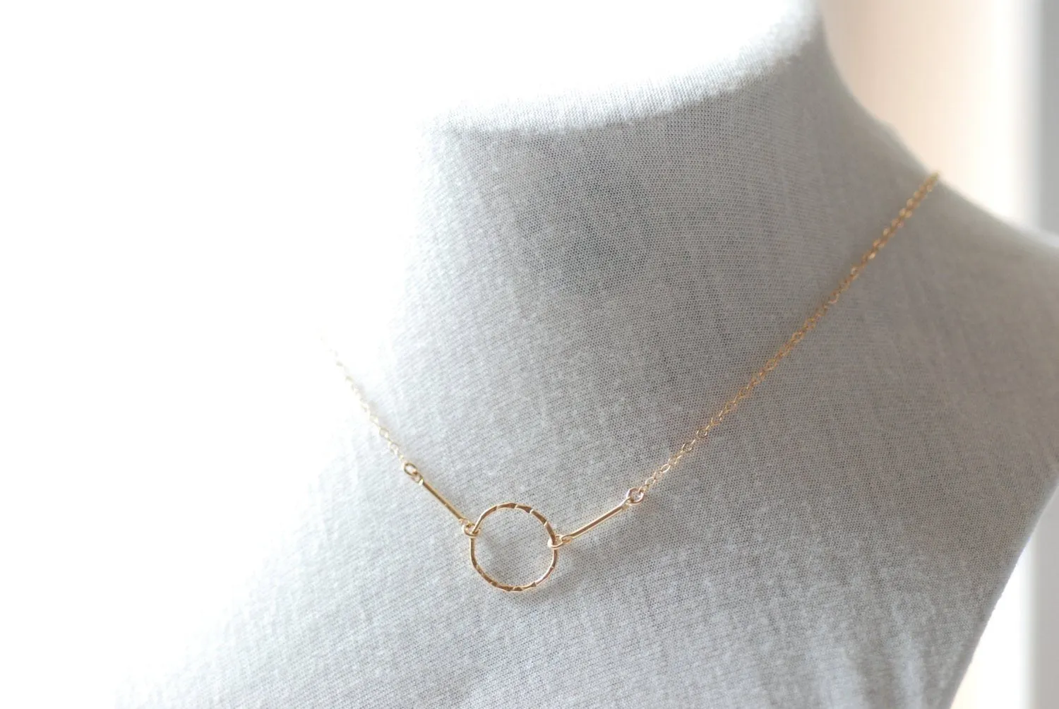 Wholesale Gold Karma Necklace, Karma Necklace, Dainty Circle necklace, 14k Gold Fill or Sterling Silver, Delicate Chain / Dainty Circle Outline